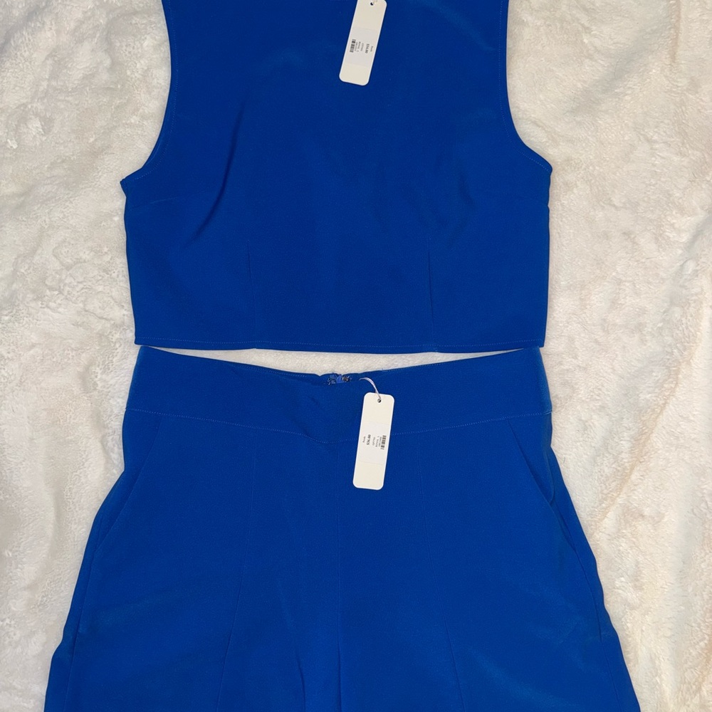 Glam Royal Blue Sleeveless Ensemble